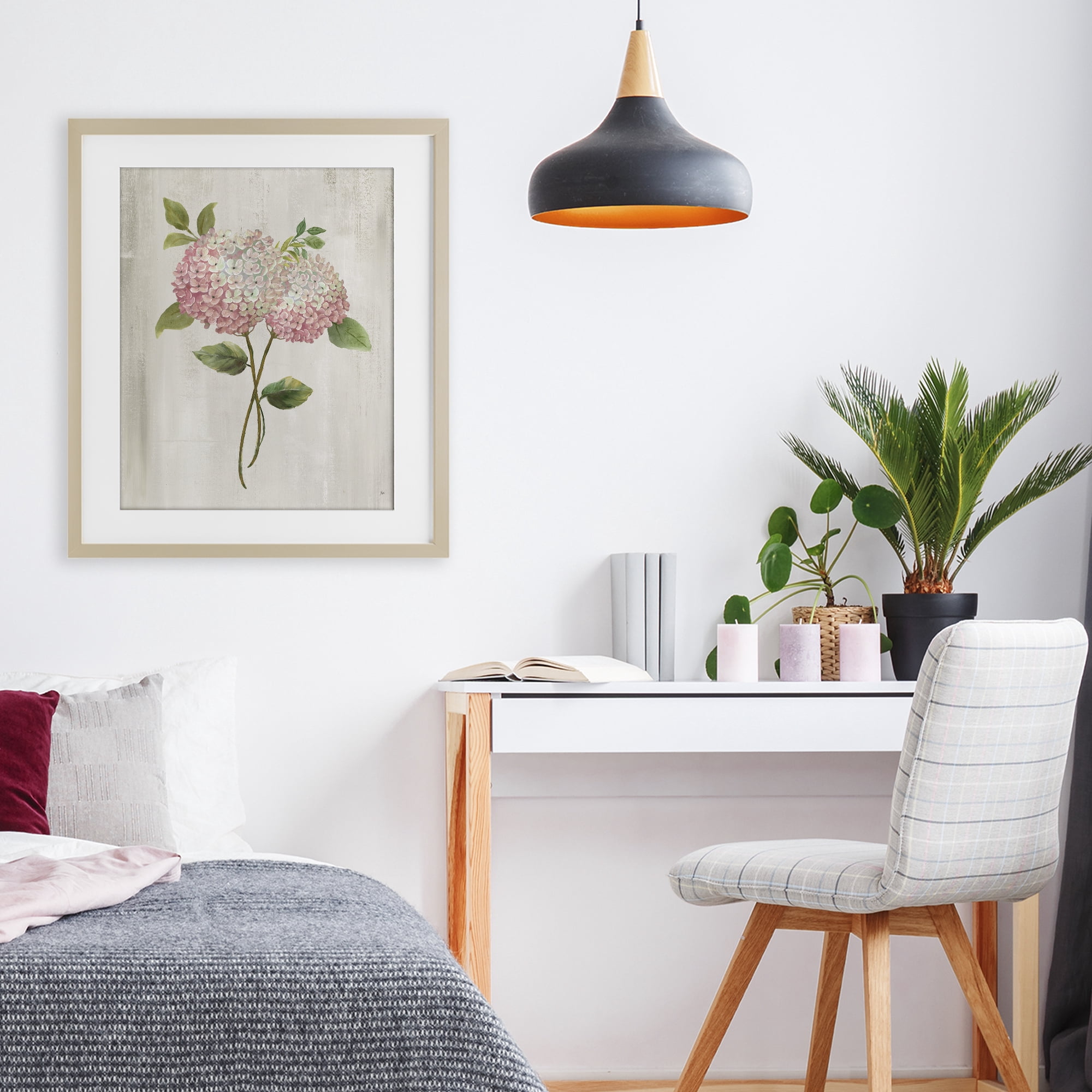 Stupell Industries Vintage Pink Hydrangea Birch Framed Print Under Glass, design by Nan