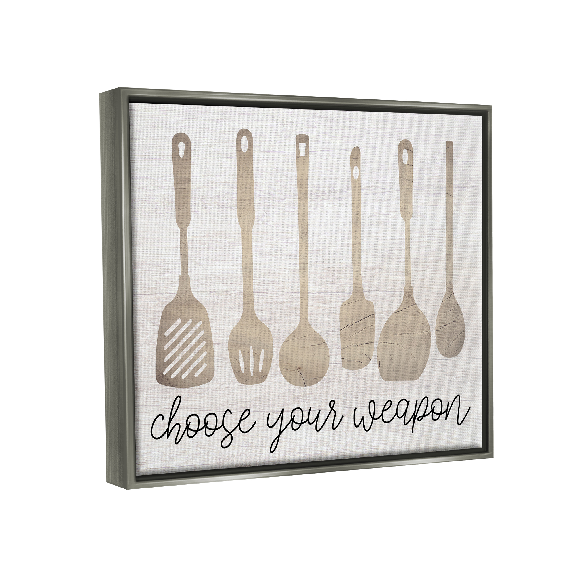 Stupell Industries Choose Your Weapon Kitchen Utensils Food & Beverage Painting Gray Floater Framed Art Print Wall Art
