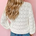 thumbnail image 4 of Odeerbi Fall Winter Crochet Knit Shrug Sweater For Women V Neck Cropped Cardigan Sweater Open Front Short Shawl Sweater 2024 Long Sleeved Button Top White, 4 of 8