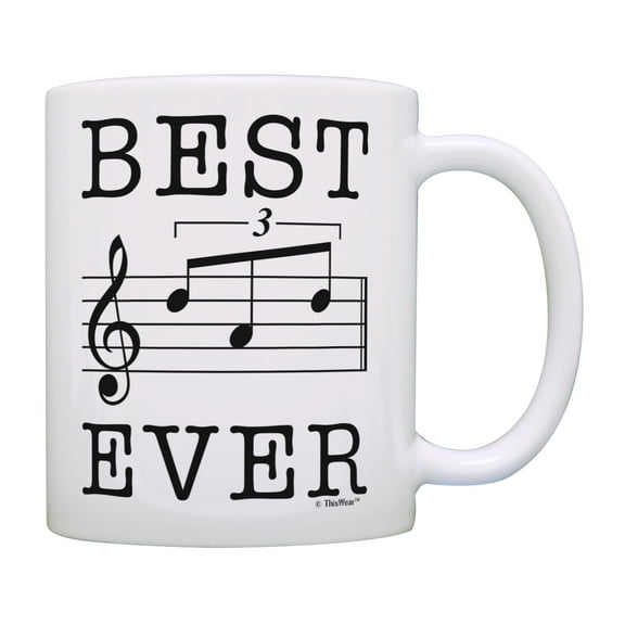 ThisWear Fathers Day Mug Best Dad Ever Gifts Music Note Gifts for Musician Dad or Music Loving Dad 11 ounce Coffee Mug