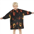 thumbnail image 3 of Spooky Halloween Faces Pattern Blanket Hoodies for Kids 6-13YR Oversize Wearable Blanket Hoodies for Boys Girls Teens, 3 of 7