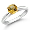 thumbnail image 2 of Gem Stone King 925 Sterling Silver with 10K Yellow Gold Yellow Citrine Solitaire Engagement Ring for Women (0.80 Cttw, Gemstone November Birthstone, Round 6MM, Available in Size 5, 6, 7, 8, 9), 2 of 4