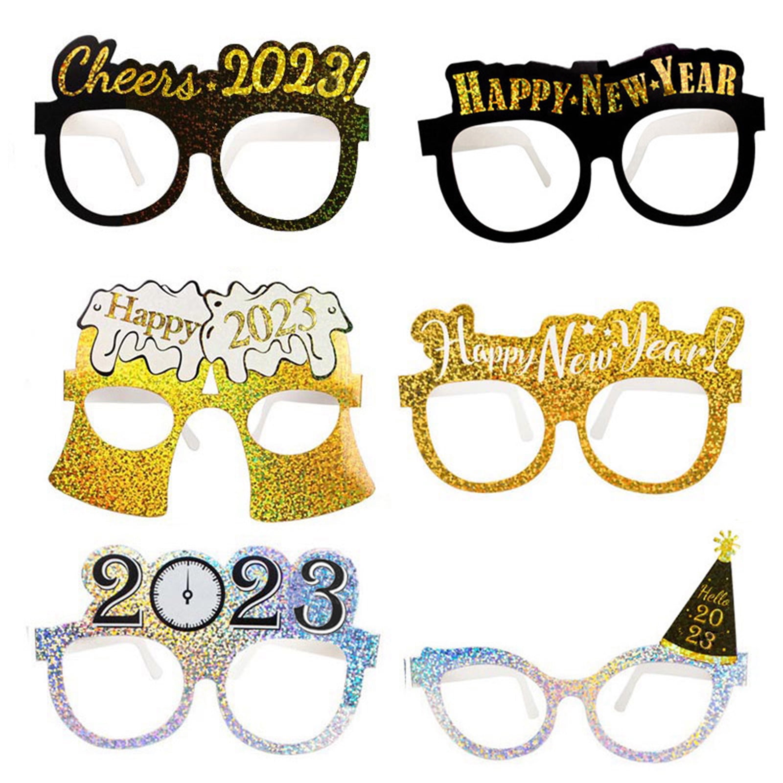 New Years Party Supplies set Photo Props Cut Outs Paper Photo Frame 2023 Happy New Year Eve