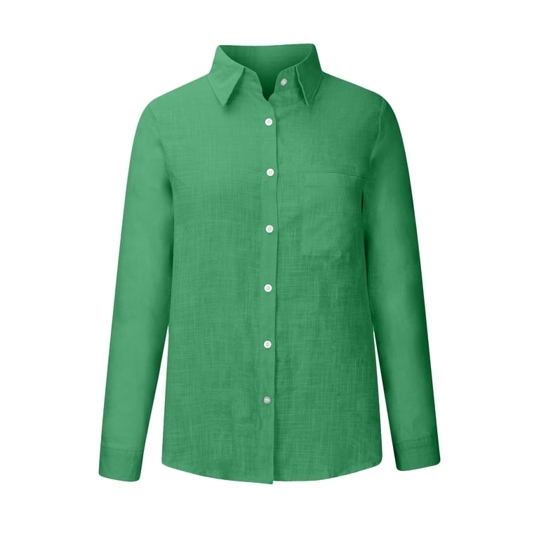 Long Sleeve Button Down Womens Linen Shirts Loose Lapel V Neck Solid Color Dressy Casual Office Work Blouses (XX-Large, Green) Long Sleeve Button Down Womens Linen Shirts Loose Lapel V Neck Solid Color Dressy Casual Office Work Blouses (XX-Large, Green)