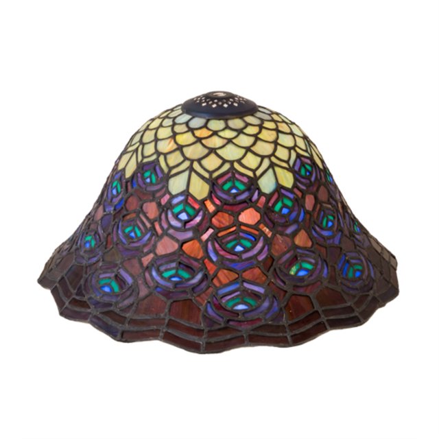 Pantalla de plumas de pavo real Tiffany de 12" de ancho MEYDA 23958