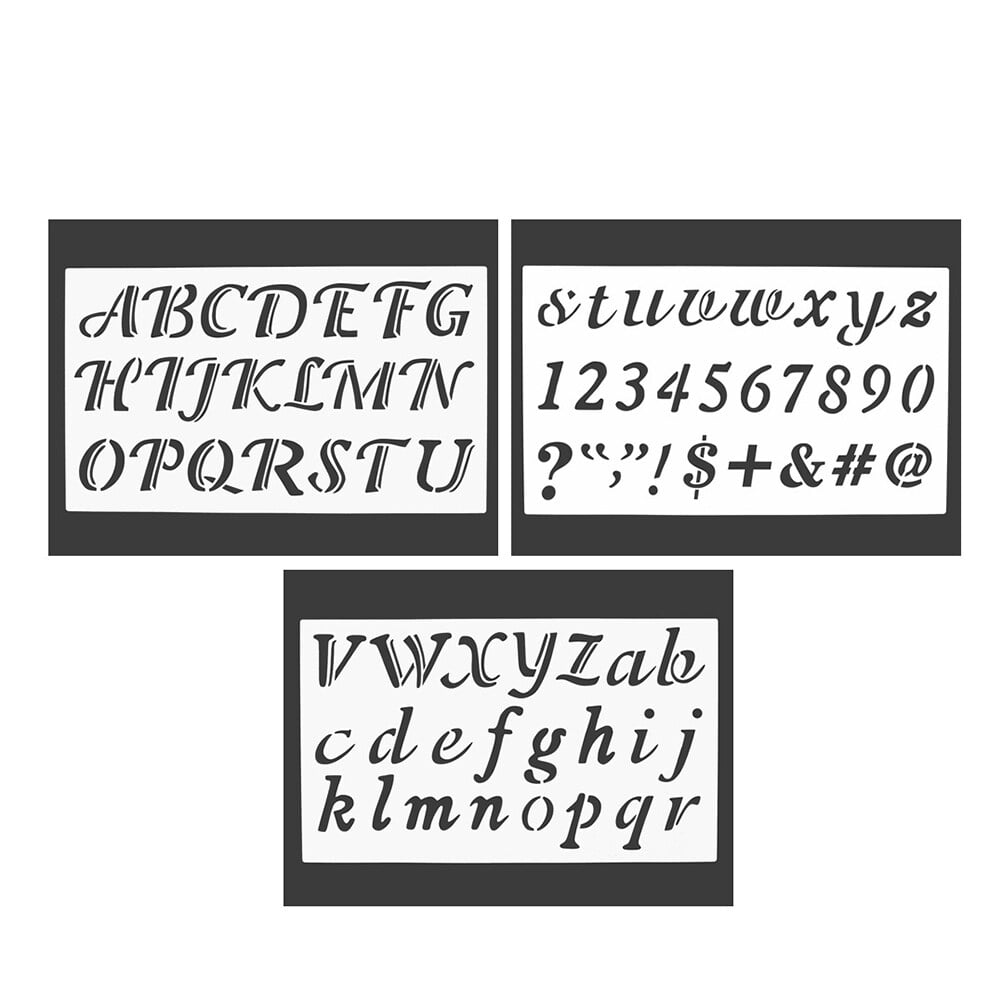 Alphabet Symbol Stencils， Drawing Ruler Geometric 3Pcs 30X17.6Cm