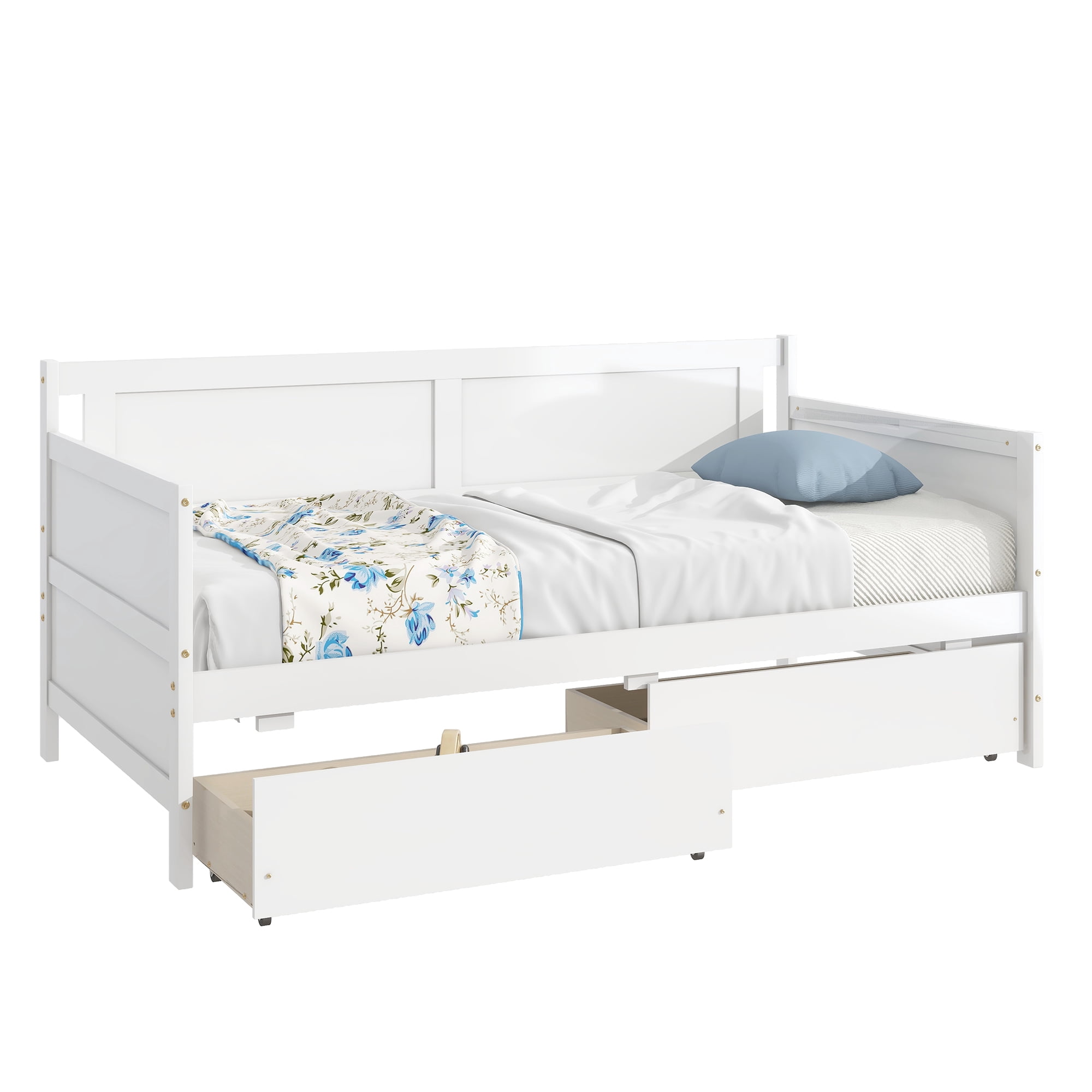 Sailvan Twin Size Pine Wood Daybed with two Storage Drawers