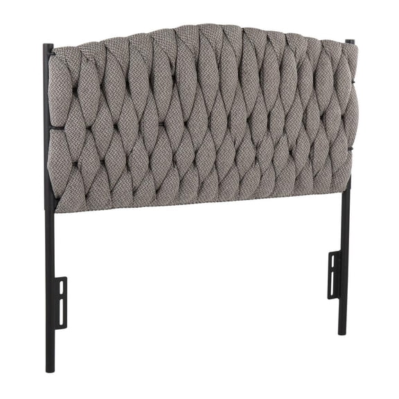 LumiSource Black Metal, Grey Fabric Braided Matisse Twin Headboard