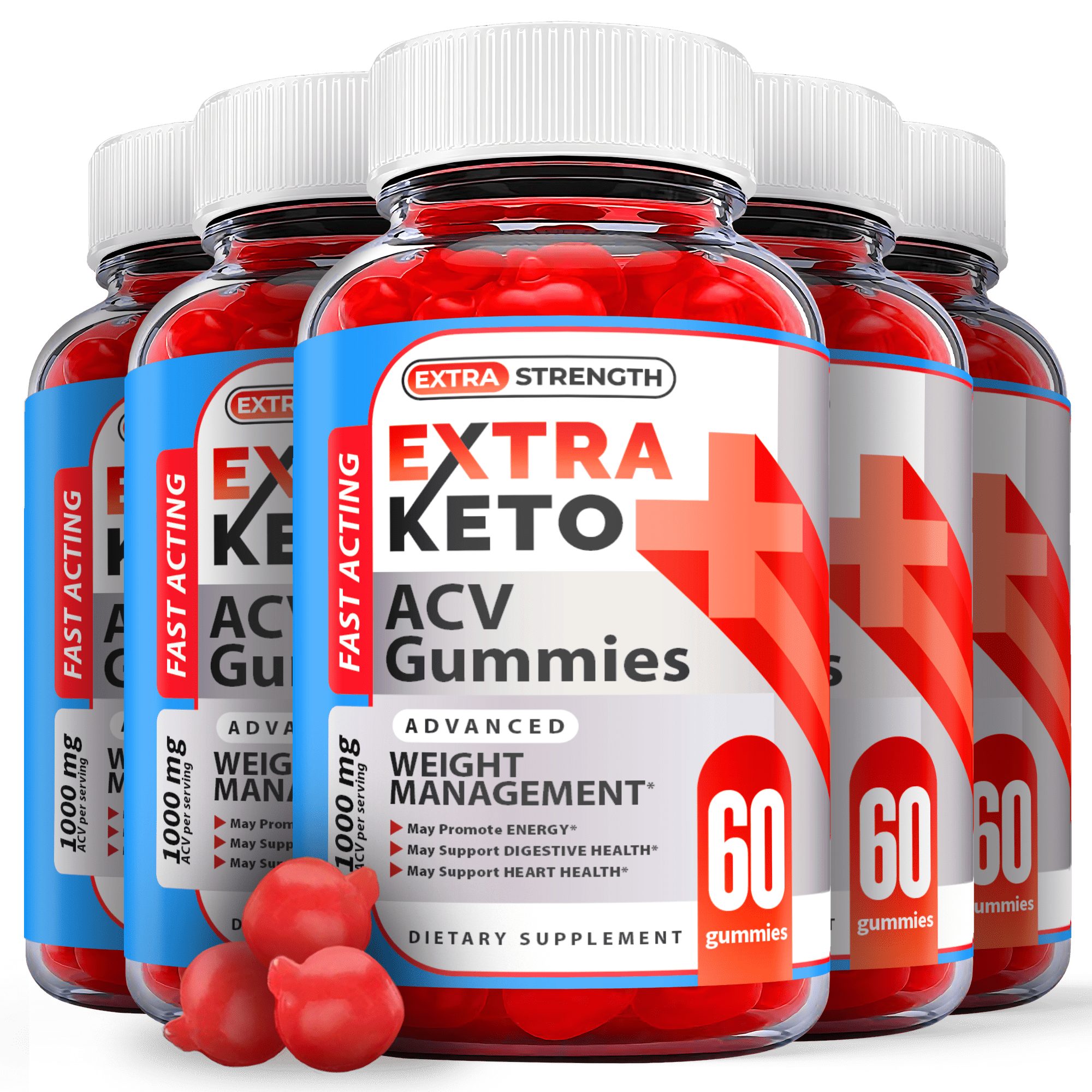 (5 Pack) Extra Keto ACV Gummies - Apple Cider Vinegar Supplement for Weight Loss - Energy & Focus Boosting Dietary Supplements for Weight Management & Metabolism - Fat Burn - 300 Gummies