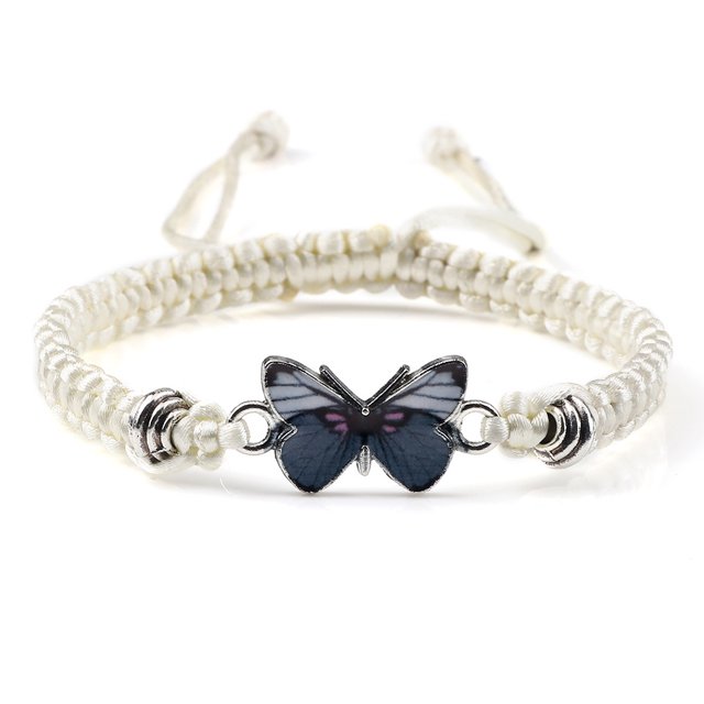 Pulsera de pareja con nudo plano de cuerda roja, tejida a mano, para el día de San Valentín, pulsera de joyería de mariposa para hombres y mujeres