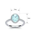 thumbnail image 5 of SuperJeweler 1 1/2 Carat Oval Shape Aquamarine and Halo Diamond Ring In Sterling Silver For Women, 5 of 6