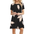 thumbnail image 1 of Mini vestido estampado de playa de manga corta con cuello en O informal de verano para mujer Fridja  qw4139, 1 of 6