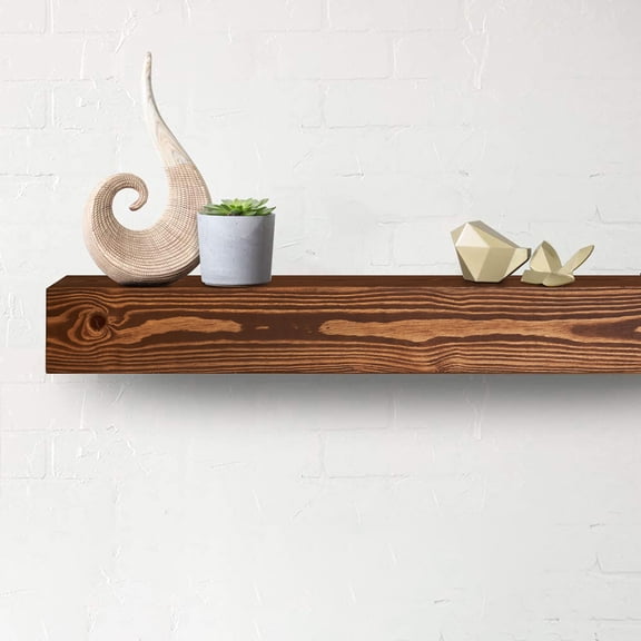 Luxe Surface 48 Inch Floating Shelve Dark Color Wood Fireplace Mantel