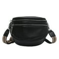 thumbnail image 1 of Bolso de mano de un solo hombro con correa ancha y popular nuevo de PU, bolso de mensajero de moda negro, 1 of 6