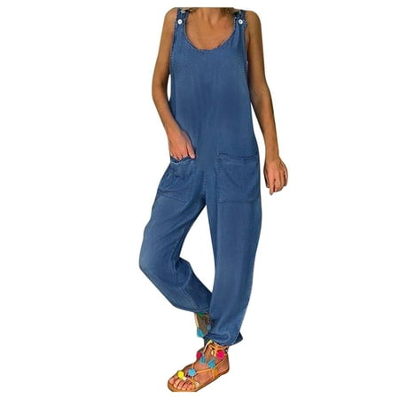 

Jumpsuits For Women Dressy Women s Jumpsuits Sleeveless Straight Long Pants Rompers With Pockets Women s Jumpsuits Rompers & Overalls Summer Rompers For Women 2023 Beach