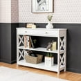 thumbnail image 1 of Gymax Console Table Drawer Shelves Sofa Accent Table Entryway Hallway White, 1 of 10