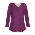 thumbnail image 4 of Black and Friday Clothing Sales Idoravan Long Sleeve Shirts for Women Winter Women's Long Sleeve Summer V Neck Sexy Casual Tops Regular Blouse Tops Purple XL, 4 of 5