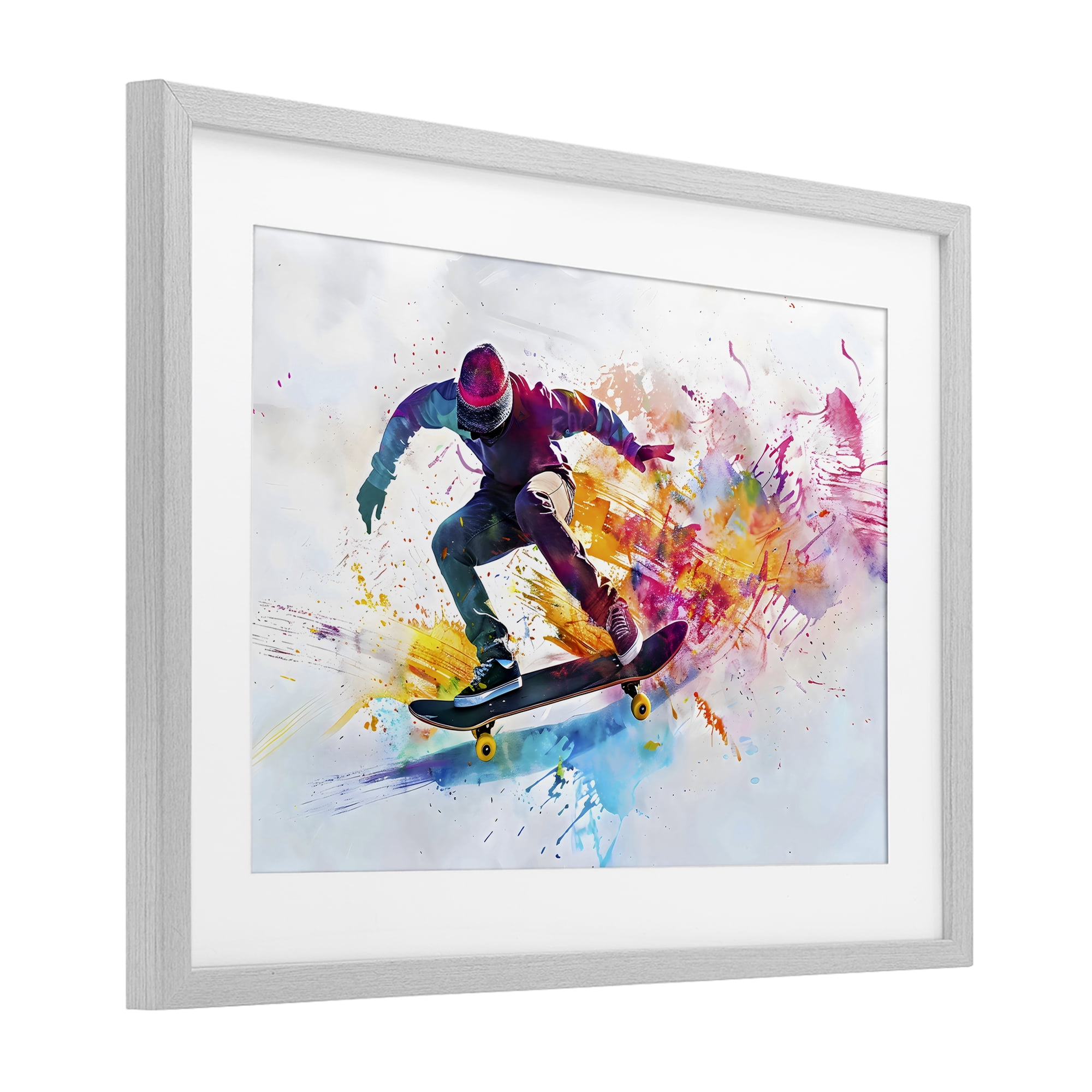 Stupell Industries Skateboarder in Motion Gray Framed Print Under Glass, design by Creative Studio