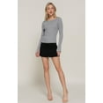thumbnail image 2 of Saronite Solid Long Sleeve Boat Neck Rib Knit Rayon Sweater Top, Heather Grey (Women's), 2 of 5