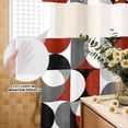 thumbnail image 3 of No Hook Shower Curtain, Red Grey, Shower Curtains for Bathroom with See Through Top Window, Abstract Retro Middle Century Geometric Art Waterproof & Washable Bath Curtain Stand Up Stall 36"x72", 3 of 9