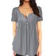 thumbnail image 2 of Camisetas de verano para mujercamisetas holgadas plisadas con cuello en V y manga corta (gris M) Likrtyny Para estrenar, 2 of 9