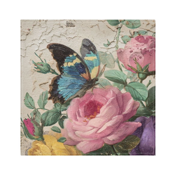 Qxltty Vintage Butterfly Napkins 20×20in Perfect for Parties Dinners Weddings Cocktail Housewarming Cloth Napkins Set of 6