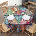 thumbnail image 3 of Round Waterproof Tablecloth 60×60 Inch, Ethnic Floral Seamless Pattern Reusable Indoor/Outdoor Durable Table Cover for Party Kitchen Dinner Room Decor, 3 of 6