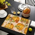 thumbnail image 4 of Sets de Table Citrouille Orange pour Cuisine 4 Pcs Récolte de l'Action de Grâce Automne Durables en Lin 12 X 18 Pouces Modes de Vacances pour Table à Manger, 4 of 5
