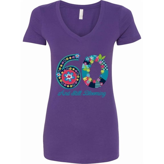 Inktastic Blooming 60th Birthday Women's V-Neck T-Shirt