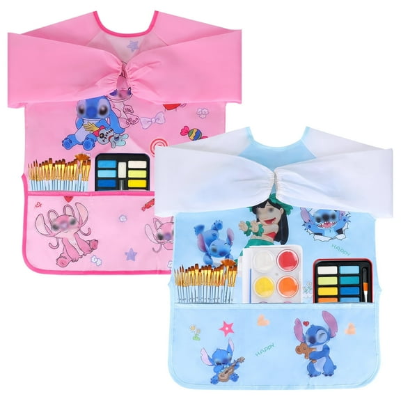 Kids Art Aprons 2 Pack Pink & Blue Ages 3-8