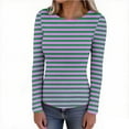 thumbnail image 6 of EchfiProm Womens Green Tops Long Sleeve Y2k Ribbed Slim T-Shirt for Ladies Striped, 6 of 8