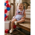 thumbnail image 5 of BemeyourBBs Newborn Baby Girl My First 4th of July Outfit Baby Girl Patriot Independent Day Summer Clothes Bubble Romper American Flag Embroidery Square Neck Ruffled Fly Sleeve Bodysuits Jumpsuits, 5 of 9