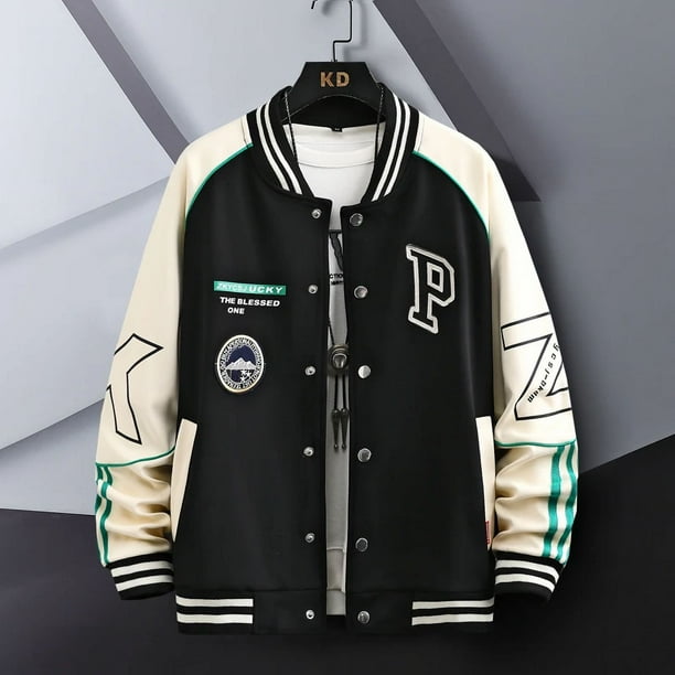 Abrigo de béisbol informal de Hip Hop para hombre, cazadora de uniforme de béisbol Unisex ajustada, tendencia juvenil, ropa universitaria de otoño