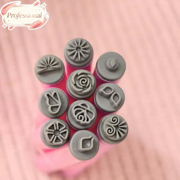 10Pcs Silicone Nail Art Stamp Pen Set, Nail Stamping Pens with Flower Butterfly Heart Patterns, Reusable Manicure Print Tools for Gel Polish, DIY Nail Design Decoration Kit for Home Salon Beginners