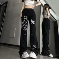 thumbnail image 2 of Pantalones vaqueros de estrella americana Micro-La para mujer, Joker Y2k de cintura alta, pantalones largos informales de pierna ancha recta, sueltos, nuevos, 2 of 5