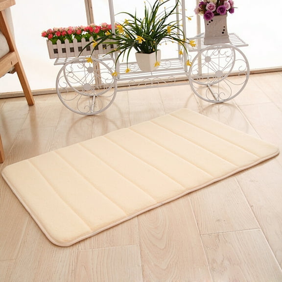Oggfader Bath Mats for Bathroom Memory Foam Mat Absorbent Slip-resistant Pad Bathroom Shower Bath Mats Beige 32in x 20in
