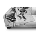 thumbnail image 3 of Skeleton Soft Flannel Fleece Blanket, Day of the Dead Dancing Male Female Sugar Skulls in Traditional Clothes, Cozy Plush for Indoor and Outdoor Use, 70" x 90", Charcoal Grey White, by Ambesonne, 3 of 6