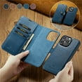 thumbnail image 3 of For iPhone 16 Pro Max DG.MING Crazy Horse Texture Detachable Magnetic Leather Phone Case,Blue,For iPhone 16 Pro Max, 3 of 9