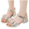 thumbnail image 2 of UngA Closed Toe Sandals for Girls Toddler Girls Sandals Lightweight Cozy Sandals Cute Summer Shoes with Hook and Loop Princess Shoes(Gold,Size 10), 2 of 4