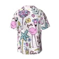thumbnail image 2 of Naloa Summer with Flamingo Men's Loose Fit Cuban Collar Short-Sleeve Shirt with Button-down and Chest Pocket for Everyday Wear Outings - Small, 2 of 7