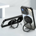 thumbnail image 7 of Designed for iPhone 14 Crystal Clear Back Case, Luxury Case with Lens Protector Drop Protective Magnetic Rotating Ring Kickstand Shockproof Thin Fit Phone Case Cover, Black, 7 of 7