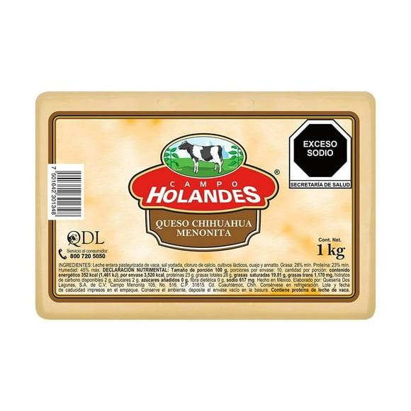 Queso Chihuahua menonita Campo Holandés 1 kg
