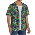 thumbnail image 4 of Xecao offers the Dinosaur Plays Soccer for Men's Casual Short-sleeved Shirt, a button-up collared shirt with a pocket, perfect for beach vacations and yacht travel in the 3X-Large size., 4 of 7