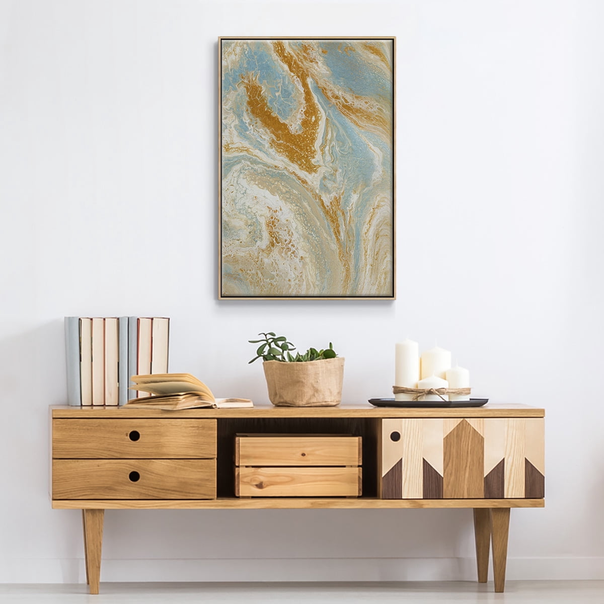 C41 Framed Premium Gallery Wrapped Canvas - Ready to Hang - 25 x 37 - Natural Wood Floating Frame