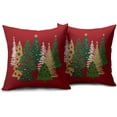 thumbnail image 2 of Red Christmas Pillow Covers 18x18 Set of 2 Xmas Tree Print Decorative Throw Pillows Outdoor Farmhouse Winter Holiday Decoration Pillowcases Cushion Case Decor for Home Sofa Couch Bed, 2 of 6