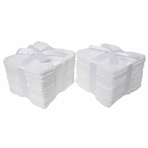 Premium 24Piece Bulk Pack Cotton Washcloth Set, 12x12", White
