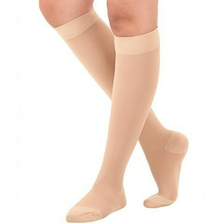 Juzo Silver Sole Support Socks - Medical Graduated Compression Below Knee High Firm Support Socks For Men & Woman- Beige