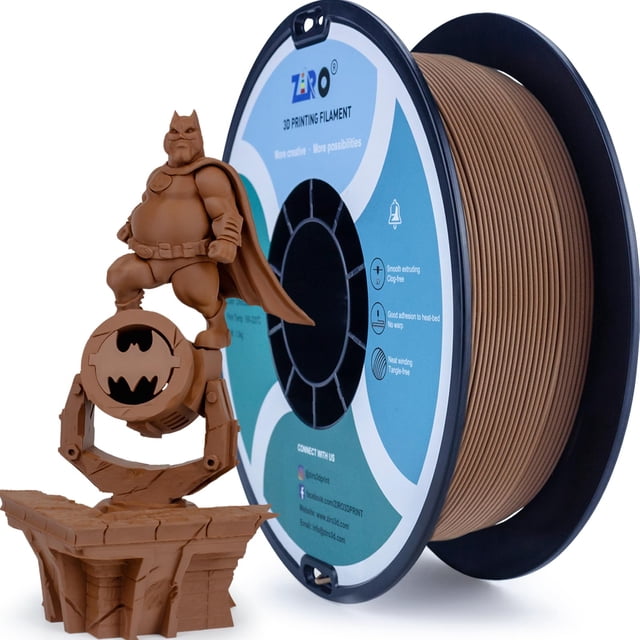 Filamento para impresora 3D ZIRO Matte PLA, 1,75 mm, chocolate, 1 kg