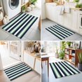 thumbnail image 4 of Entryway Rug 2'x3', Green Navy Blue Striped Kitchen Runner Rugs Non-Slip Carpet Mats, Chic Abstract Lines Geometric Bedside Rugs Runners Washable Floor Carpet for Bathroom Laundry Room, 4 of 8