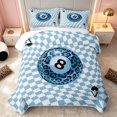 thumbnail image 2 of Erosebridal 8 Ball Quilt Full Card Full Bedspread Sets, Navy Checkered 3-Piece 1 Coverlet and 2 Pillowcases, 2 of 7